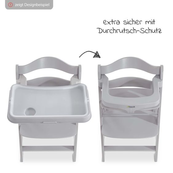 Hauck Alpha Tray - 2-teiliges Essbrett & Tisch für Alpha Hochstühle - Grey / Grau