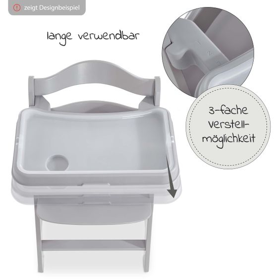 Hauck Alpha Tray - 2-teiliges Essbrett & Tisch für Alpha Hochstühle - Grey / Grau