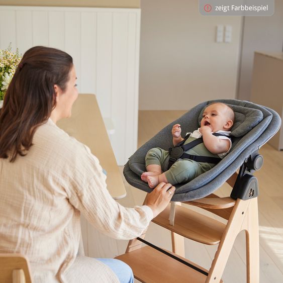 Hauck Arketa Oak 4-piece newborn set - high chair + 2in1 baby attachment & rocker + seat cushion - Melange Dark Grey