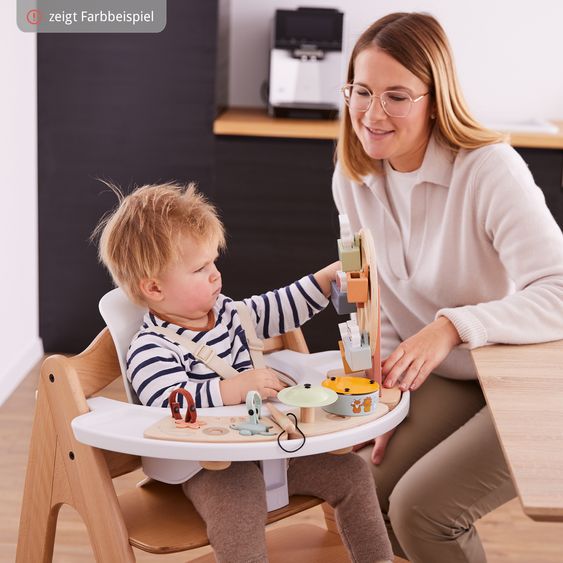 Hauck Arketa Oak 4-piece newborn set - high chair + 2in1 baby attachment & rocker + seat cushion - Melange Dark Grey