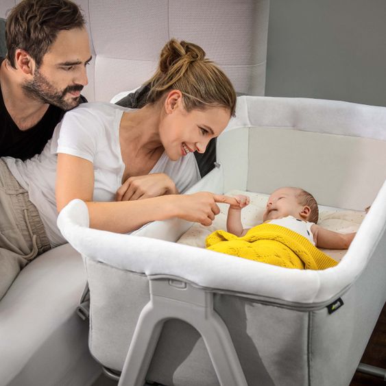 Hauck Baby Beistellbett - Face to Me 2 (auch für Boxspringbetten geeignet) - Melange Grey