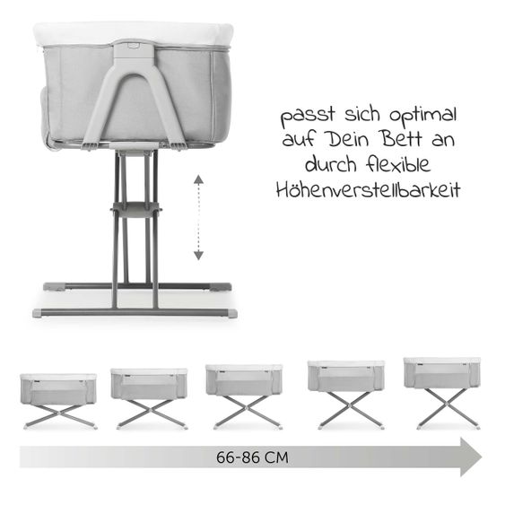 Hauck Baby Beistellbett - Face to Me 2 (auch für Boxspringbetten geeignet) - Melange Grey