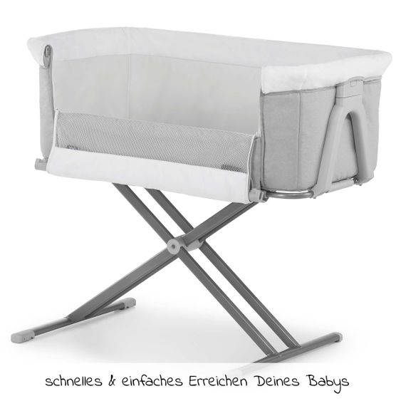 Hauck Baby Beistellbett - Face to Me 2 (auch für Boxspringbetten geeignet) - Melange Grey