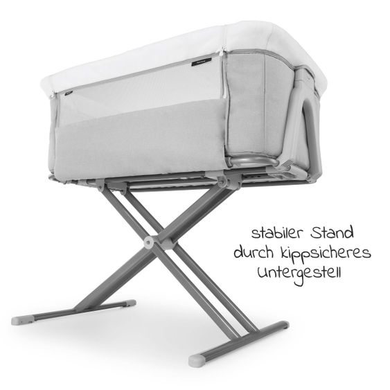 Hauck Baby Beistellbett - Face to Me 2 (auch für Boxspringbetten geeignet) - Melange Grey