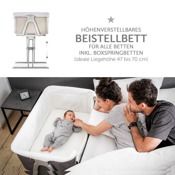 Hauck Baby Beistellbett - Face to Me (auch für Boxspringbetten geeignet) - Beige