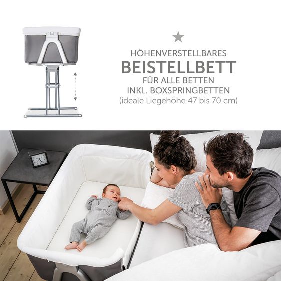 Hauck Baby side bed - Face to Me (also suitable for box spring beds) - Grey