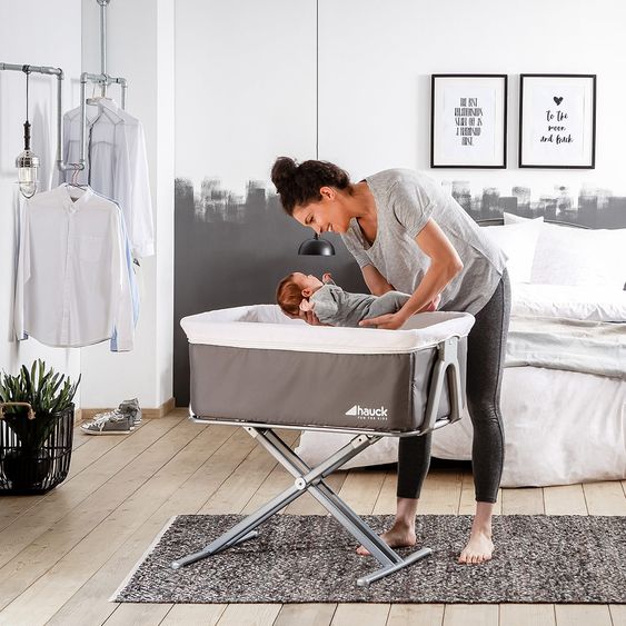 Hauck Baby side bed - Face to Me (also suitable for box spring beds) - Grey