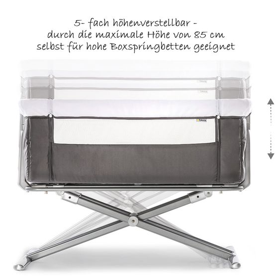 Hauck Baby side bed - Face to Me (also suitable for box spring beds) - Grey
