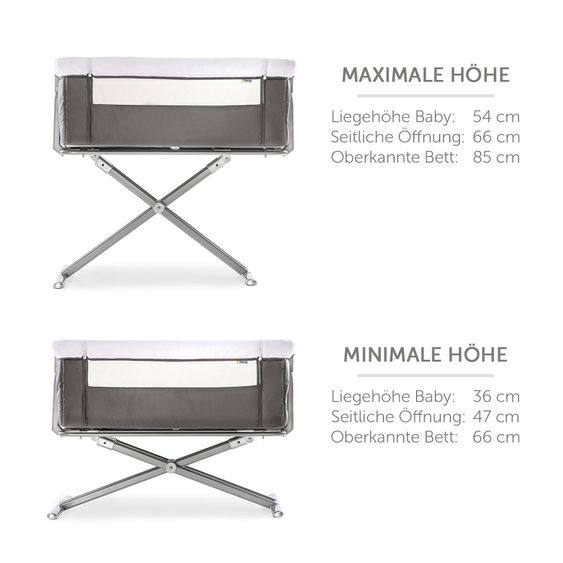Hauck Baby side bed - Face to Me (also suitable for box spring beds) - Grey