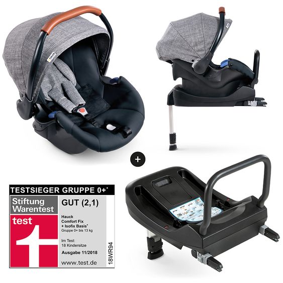 Hauck Babyschale Comfort Fix Set - inkl. Isofix-Base - Melange Grey