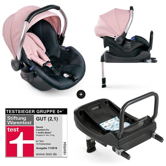Hauck Babyschale Comfort Fix Set - inkl. Isofix-Base - Pink Grey