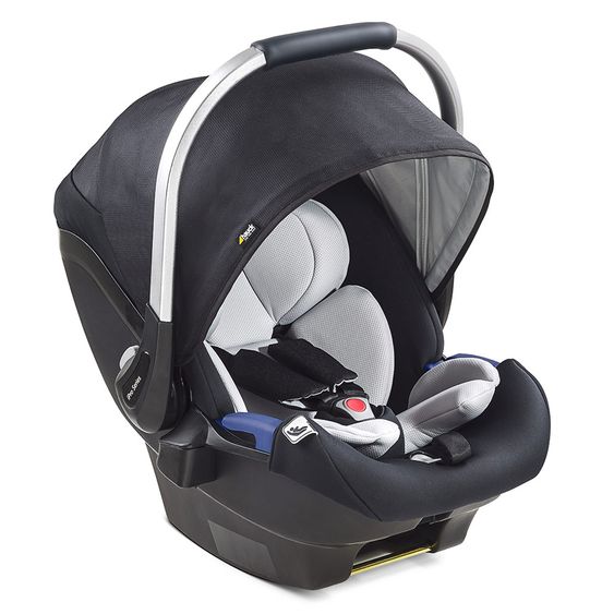 Hauck Babyschale iPro Baby - i-Size (ab Geburt bis 18 Monate) inkl. Sitzverkleinerer und Sonnenverdeck - Caviar