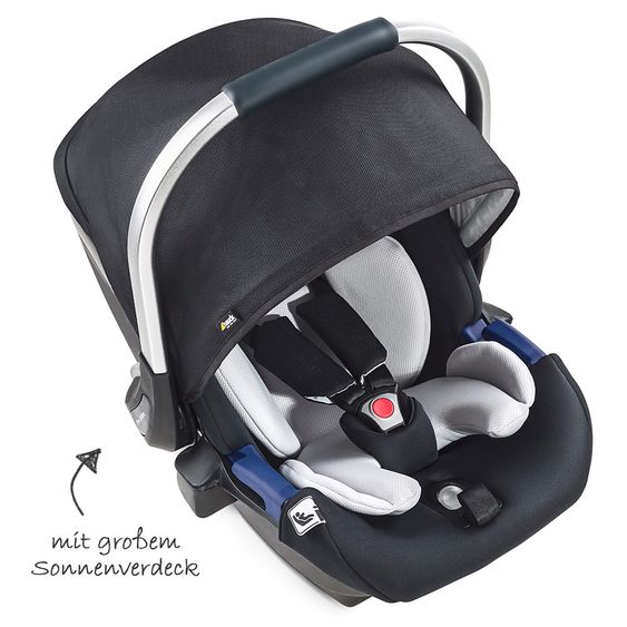 Hauck Babyschale iPro Baby - i-Size (ab Geburt bis 18 Monate) inkl. Sitzverkleinerer und Sonnenverdeck - Caviar