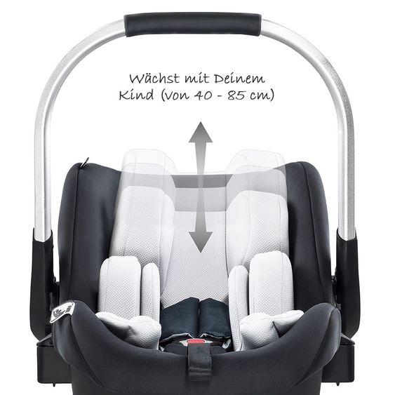 Hauck Babyschale iPro Baby - i-Size (ab Geburt bis 18 Monate) inkl. Sitzverkleinerer und Sonnenverdeck - Caviar