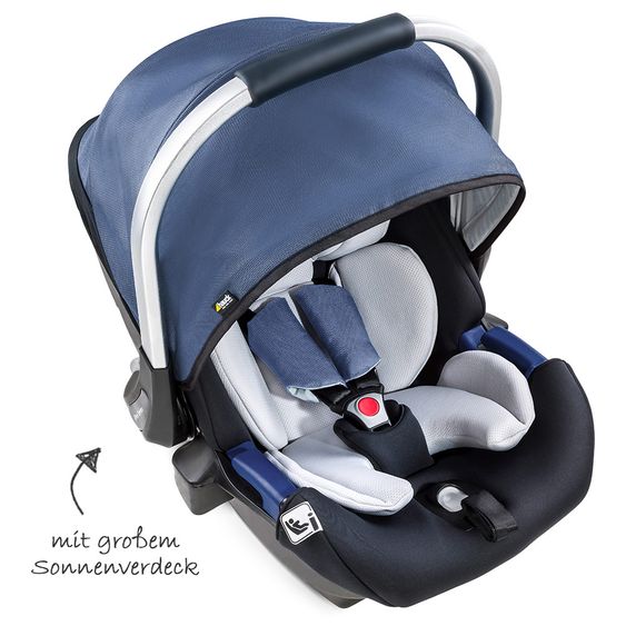 Hauck Babyschale iPro Baby - i-Size (ab Geburt bis 18 Monate) inkl. Sitzverkleinerer und Sonnenverdeck - Denim