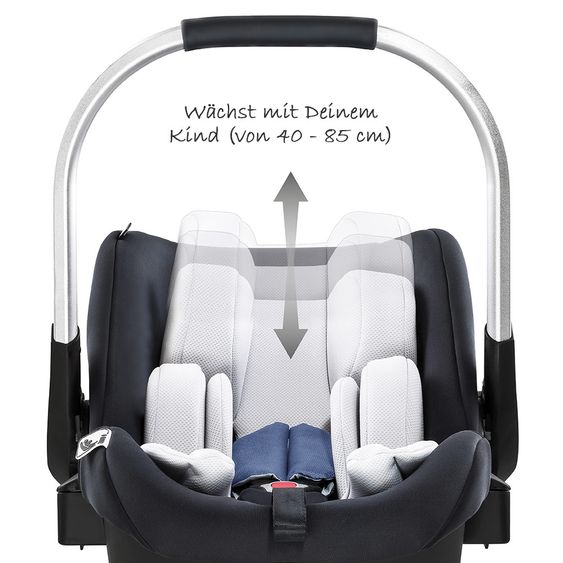 Hauck Babyschale iPro Baby - i-Size (ab Geburt bis 18 Monate) inkl. Sitzverkleinerer und Sonnenverdeck - Denim