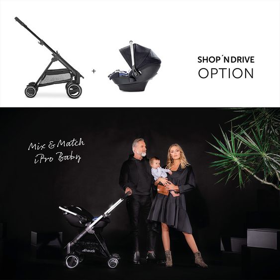 Hauck Babyschale iPro Baby - i-Size (ab Geburt bis 18 Monate) inkl. Sitzverkleinerer und Sonnenverdeck - Lunar