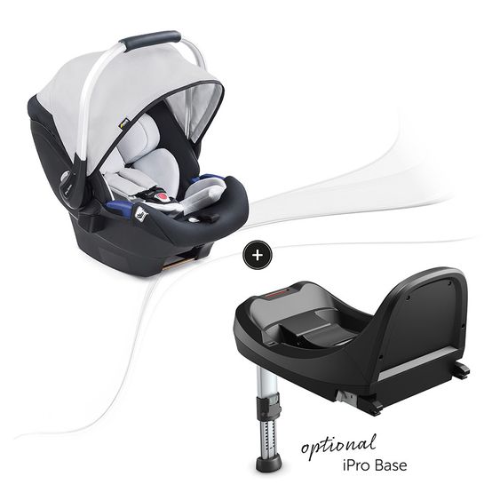 Hauck Babyschale iPro Baby - i-Size (ab Geburt bis 18 Monate) inkl. Sitzverkleinerer und Sonnenverdeck - Lunar
