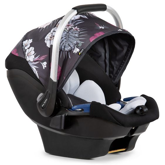 Hauck Babyschale iPro Baby - i-Size (ab Geburt bis 18 Monate) inkl. Sitzverkleinerer und Sonnenverdeck - Wild Blooms Black