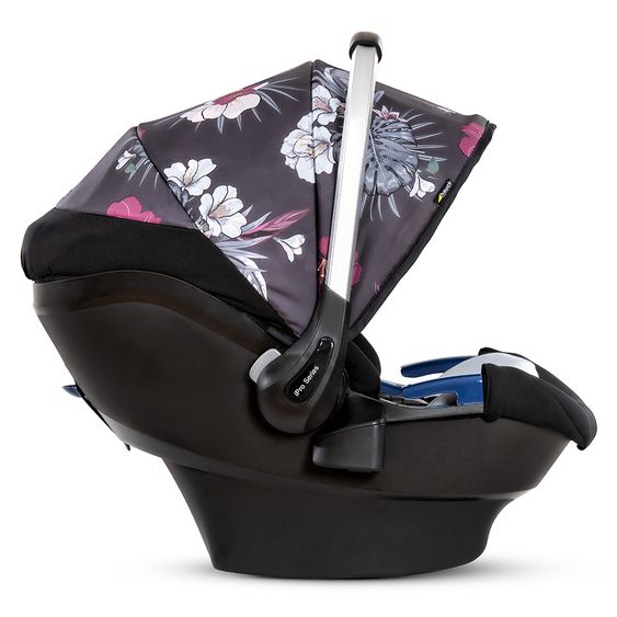 Hauck Babyschale iPro Baby - i-Size (ab Geburt bis 18 Monate) inkl. Sitzverkleinerer und Sonnenverdeck - Wild Blooms Black