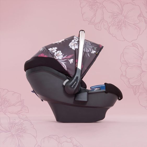 Hauck Babyschale iPro Baby - i-Size (ab Geburt bis 18 Monate) inkl. Sitzverkleinerer und Sonnenverdeck - Wild Blooms Black