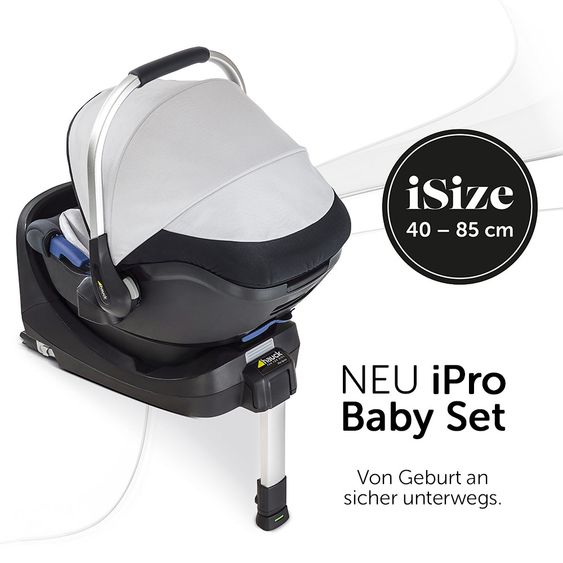 Hauck Babyschale iPro Baby inkl. Isofix Basis iPro Base - i-Size (ab Geburt bis 18 Monate) inkl. Sitzverkleinerer - Lunar