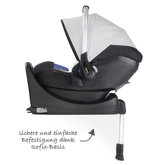 Hauck Babyschale iPro Baby inkl. Isofix Basis iPro Base - i-Size (ab Geburt bis 18 Monate) inkl. Sitzverkleinerer - Lunar