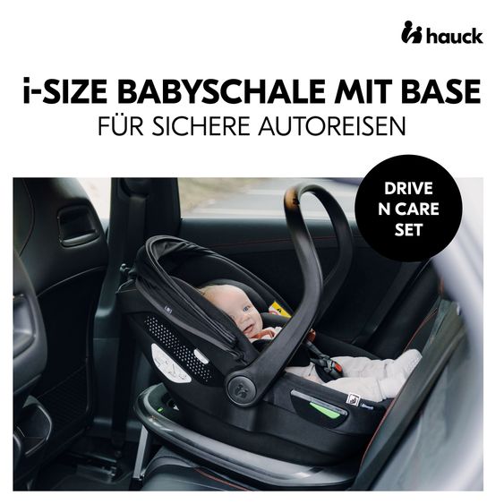 Hauck Set Seggiolino auto per neonati Drive N Care i-Size (40 - 87 cm) incl. Base Isofix e Riduttore Seggiolino - Nero