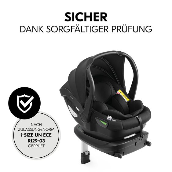 Hauck Set Seggiolino auto per neonati Drive N Care i-Size (40 - 87 cm) incl. Base Isofix e Riduttore Seggiolino - Nero