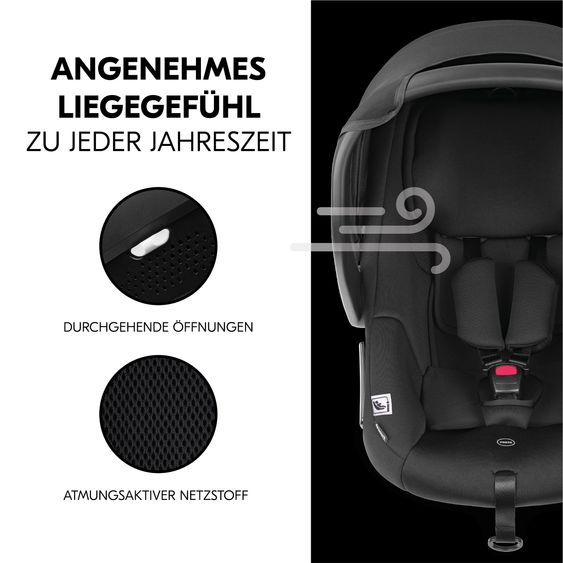 Hauck Set Seggiolino auto per neonati Drive N Care i-Size (40 - 87 cm) incl. Base Isofix e Riduttore Seggiolino - Nero