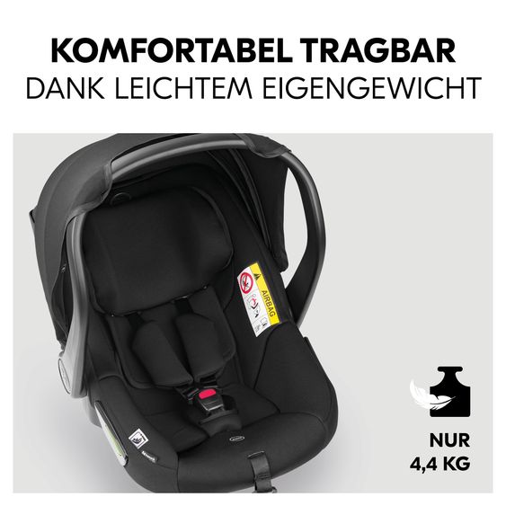 Hauck Set Seggiolino auto per neonati Drive N Care i-Size (40 - 87 cm) incl. Base Isofix e Riduttore Seggiolino - Nero