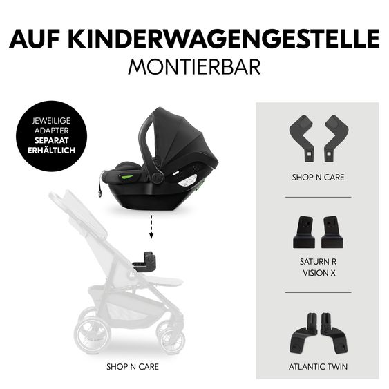 Hauck Set Seggiolino auto per neonati Drive N Care i-Size (40 - 87 cm) incl. Base Isofix e Riduttore Seggiolino - Nero