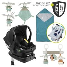 Babyschalen-Set Drive N Care Set i-Size (40 - 87 cm) inkl. Isofix Basis + GRATIS Schutzpaket, Einschlagdecke & Fehn Spielzeug-Set - Patina