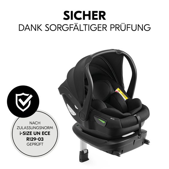 Hauck Babyschalen-Set Drive N Care Set i-Size (40 - 87 cm) inkl. Isofix Basis und Sitzverkleinerer - Black