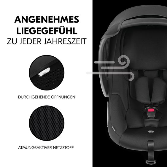 Hauck Babyschalen-Set Drive N Care Set i-Size (40 - 87 cm) inkl. Isofix Basis und Sitzverkleinerer - Black