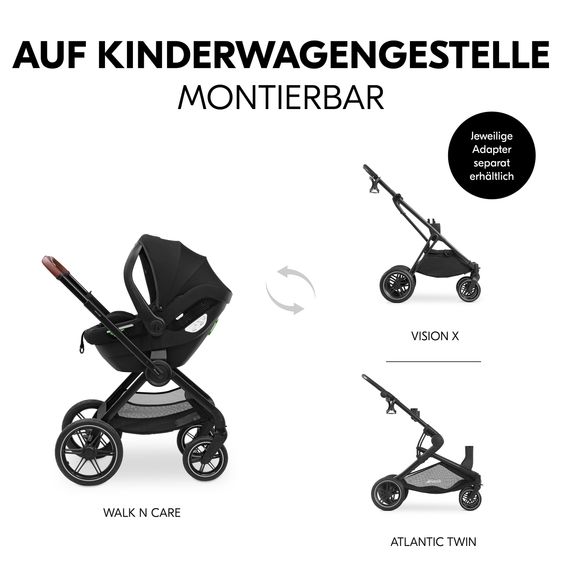 Hauck Babyschalen-Set Drive N Care Set i-Size (40 - 87 cm) inkl. Isofix Basis und Sitzverkleinerer - Black