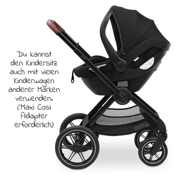 Hauck Babyschalen-Set Drive N Care Set i-Size (40 - 87 cm) inkl. Isofix Basis und Sitzverkleinerer - Black