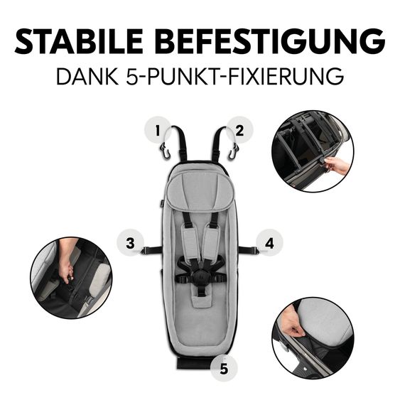 Hauck Babysitz / Neugeboreneneinsatz Baby Lounger 2 für alle Hauck Fahrradanhänger - Grey