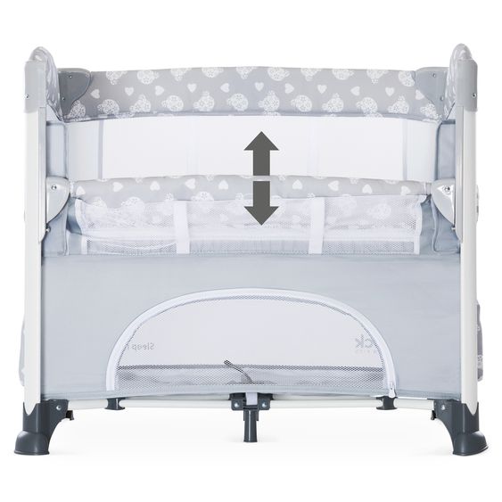 Hauck Beistellbett Sleep N Care Plus (80 x 44 cm) - faltbar, inkl. Transporttasche - Teddy Grey