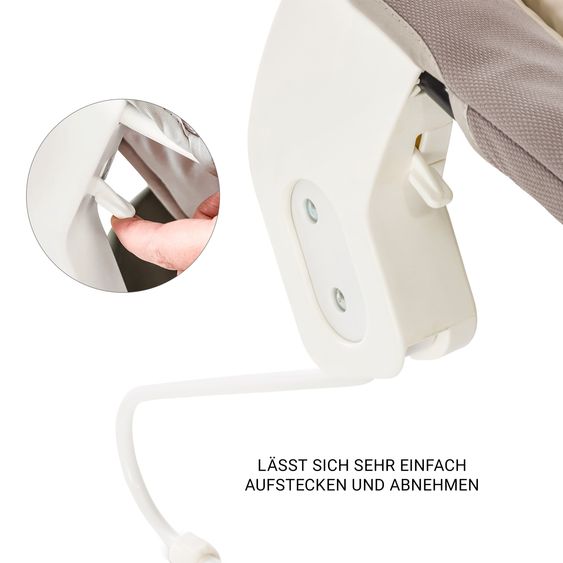 Hauck Beta Plus Set Nouveau-né 5 Pièces - Chaise Haute + 2in1 Adaptateur Nouveau-Né & Bascule + Coussin De Siège + Plateau Repas - Stretch Beige - Blanc