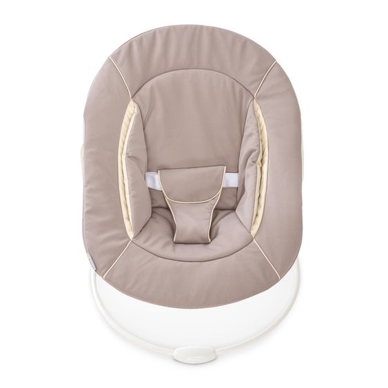 Hauck Beta Plus Set Nouveau-né 5 Pièces - Chaise Haute + 2in1 Adaptateur Nouveau-Né & Bascule + Coussin De Siège + Plateau Repas - Stretch Beige - Blanc