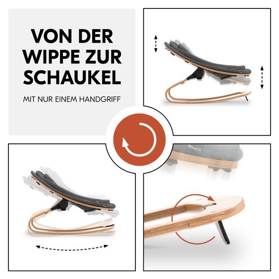 Hauck Beta Plus 5-tlg. Newborn Set - Hochstuhl + Neugeborenenaufsatz & Wippe Eco + Sitzkissen + Essbrett - Dark Grey