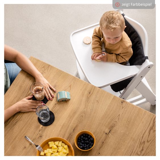 Hauck Beta Plus 5-tlg. Newborn Set - Hochstuhl + Neugeborenenaufsatz & Wippe Eco + Sitzkissen + Essbrett - Whitewashed