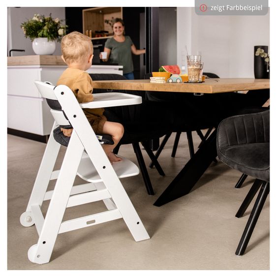 Hauck Beta Plus 5-tlg. Newborn Set - Hochstuhl + Neugeborenenaufsatz & Wippe Eco + Sitzkissen + Essbrett - Whitewashed