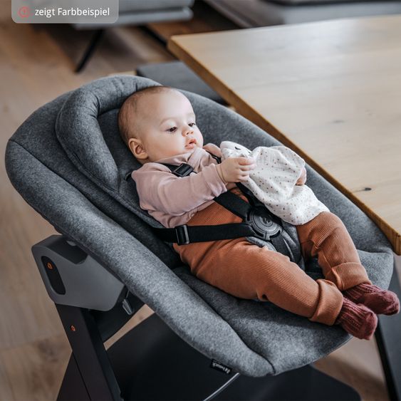 Hauck Beta Plus Dark Grey 5-tlg. Newborn Set - Hochstuhl + 2in1 Neugeborenen-Aufsatz & Wippe Premium + Essbrett + Sitzkissen - Light Grey