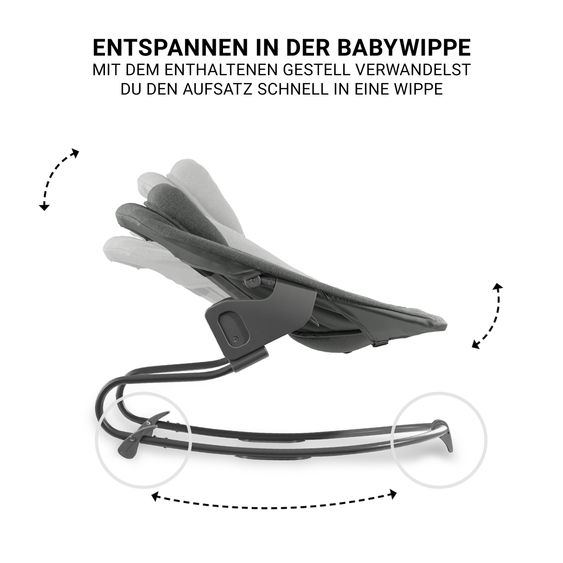 Hauck Beta Plus Dark Grey 5-tlg. Newborn Set - Hochstuhl + 2in1 Neugeborenen-Aufsatz & Wippe Premium, Essbrett, Sitzkissen - Dark Grey