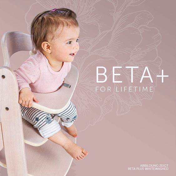 Hauck Beta Plus Natur Newborn Set - 5-tlg. Hochstuhl + Neugeboreneneinsatz & Wippe Stretch Beige + Essbrett + Sitzpolster