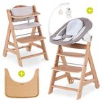 Beta Plus Natur Newborn Set Deluxe - 5-tlg. Hochstuhl + 2in1 Neugeboreneneinsatz + Essbrett + Sitzpolster