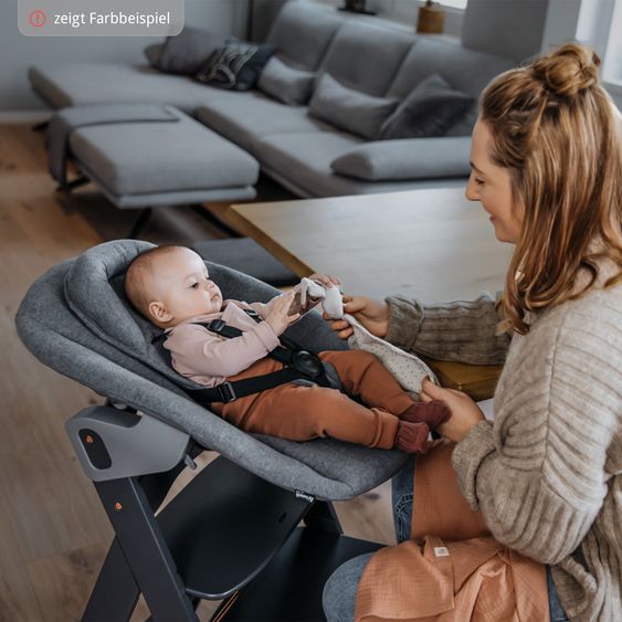 Hauck Beta Plus Natural 5-piece Newborn Set - Highchair + 2in1 newborn attachment & Premium bouncer, feeding board, seat cushion - Dark Grey