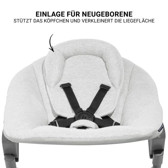 Hauck Beta Plus White Set Nouveau-Né 5 Pièces Chaise Haute + Adaptateur Nouveau-Né 2in1 & Bascule + Plateau Repas + Coussin De Siège